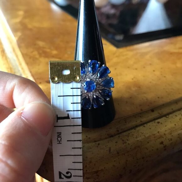 Natural Blue Kyanite Sterling Silver Cocktail Ring Size 10 - Picture 5 of 9